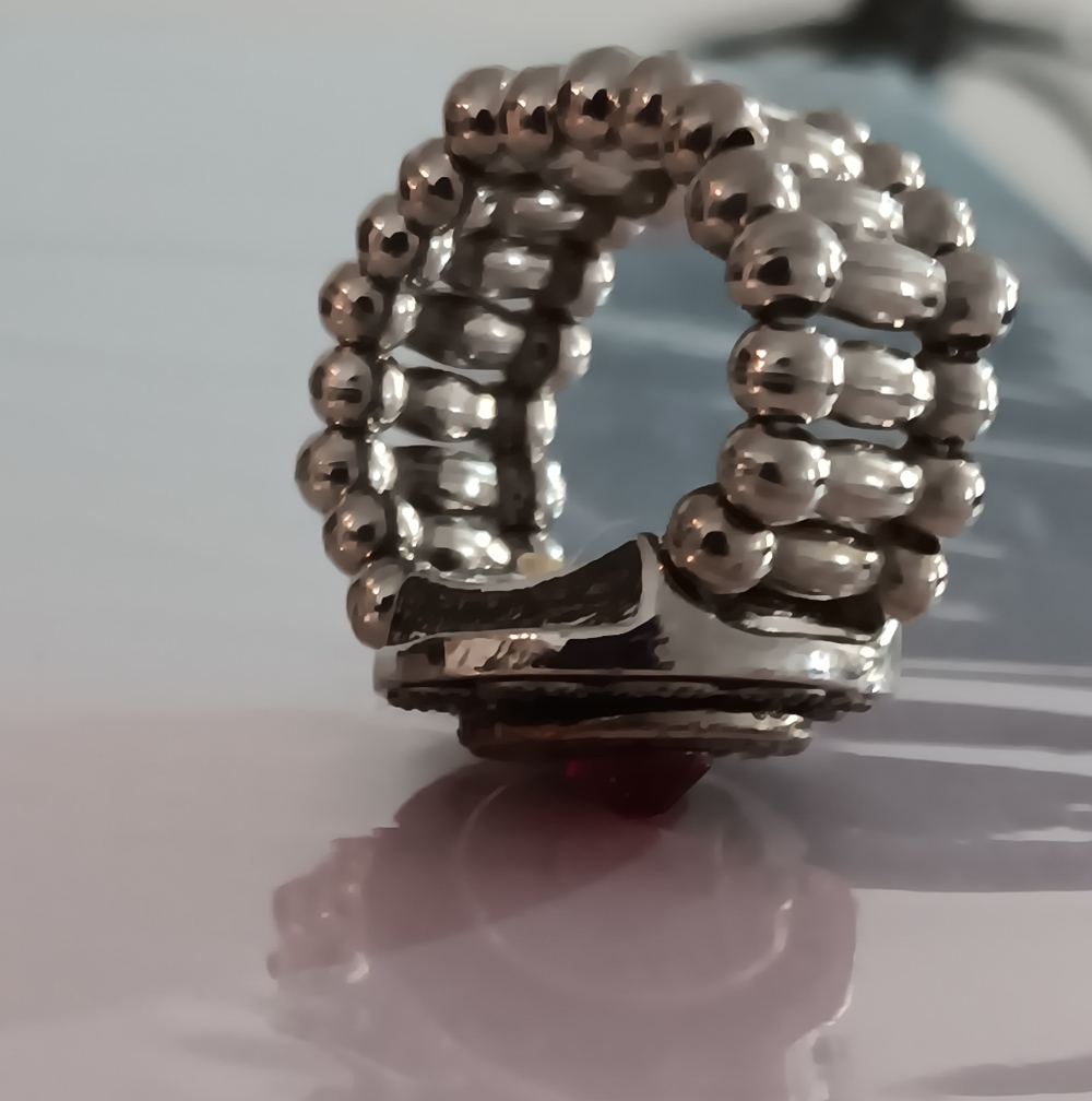 Bullet Casing Ring w Red Gemstone - Picture 4 of 6